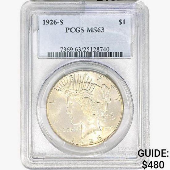 1926-S Silver Peace Dollar PCGS MS63