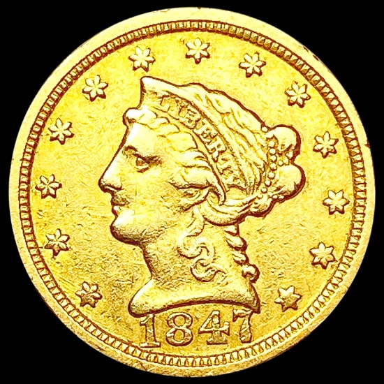 1847-O $2.50 Gold Quarter Eagle NEARLY UNCIRCULATE