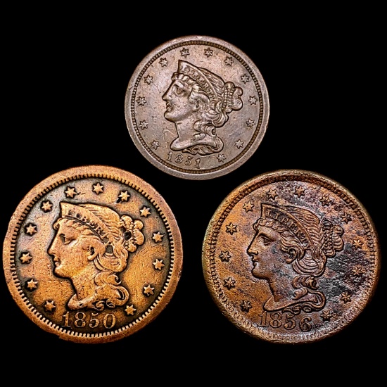 [3] US Cent Type Coinage [1850, 1851, 1856] UNCIRC