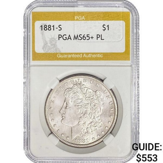 1881-S Morgan Silver Dollar PGA MS65+ PL