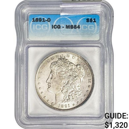 1891-O Morgan Silver Dollar ICG MS64