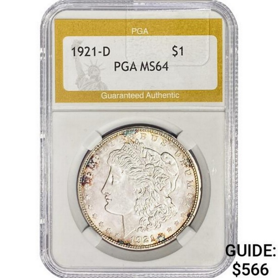 1921-D Morgan Silver Dollar PGA MS64