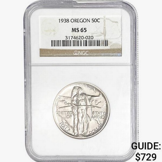 1938 Oregon Trail Half Dollar NGC MS65