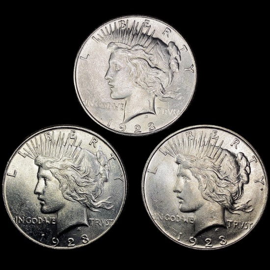 [3] Peace Silver Dollars [[2] 1923-S, 1923-D] UNCI