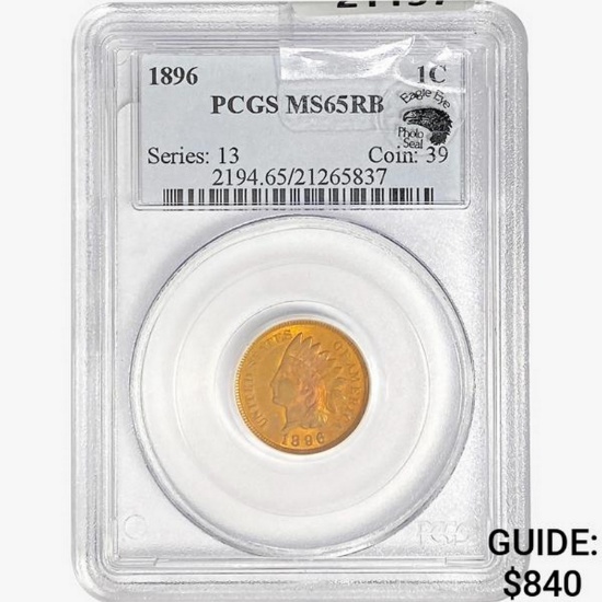 1896 Indian Head Cent PCGS MS65 RB