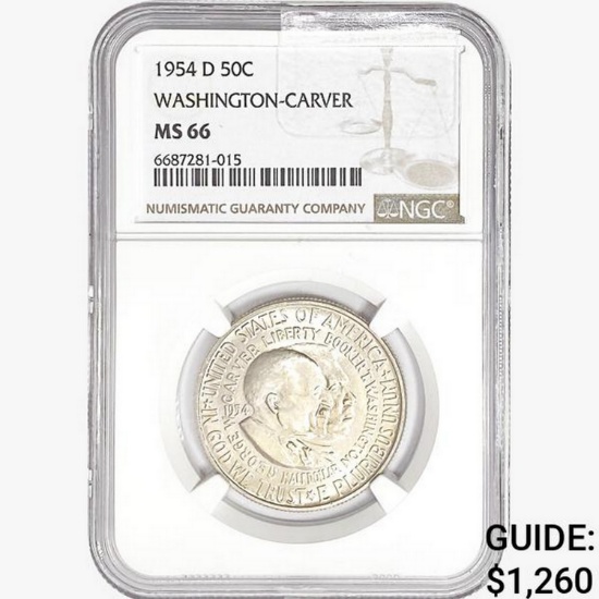 1954-D Washington Carver Half Dollar NGC MS66