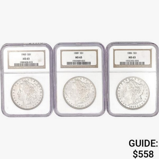 1886-1900 [3] Morgan Silver Dollar NGC MS63