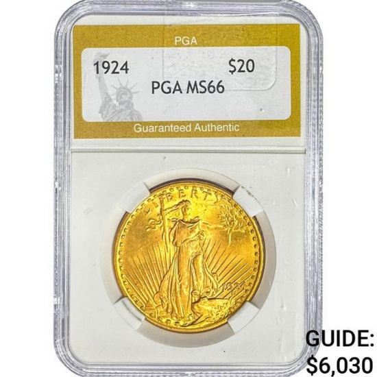 1924 $20 Gold Double Eagle PGA MS66