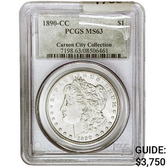1890-CC Morgan Silver Dollar PCGS MS63 Carson City