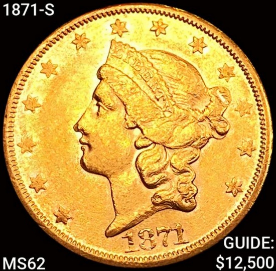 1871-S $20 Gold Double Eagle UNCIRCULATED