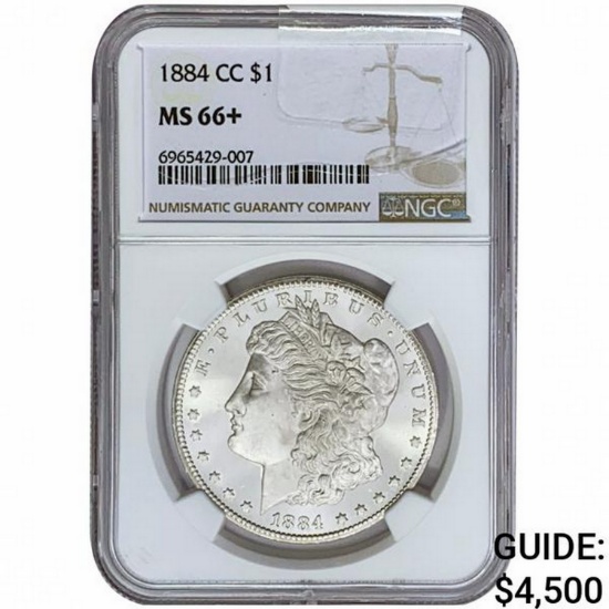 1884-CC Morgan Silver Dollar NGC MS66+