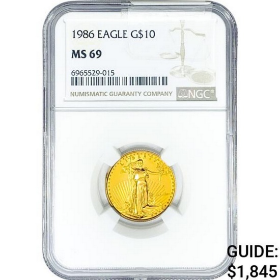 1986 $10 1/4oz. Gold Eagle NGC MS69