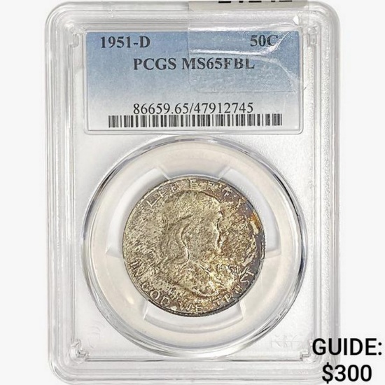 1951-D Franklin Half Dollar PCGS MS65 FBL