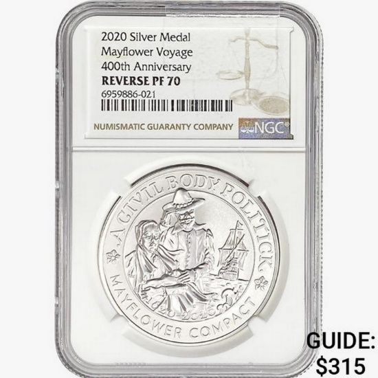 2020 Silver Medal Mayflower Voyage NGC REV PF70 40