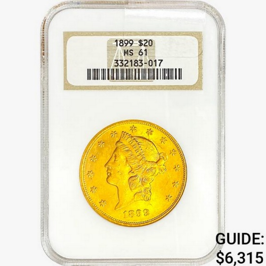 1899 $20 Gold Double Eagle NGC MS61