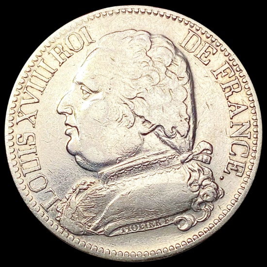 1814 France Silver 5 Francs NEARLY UNCIRCULATED