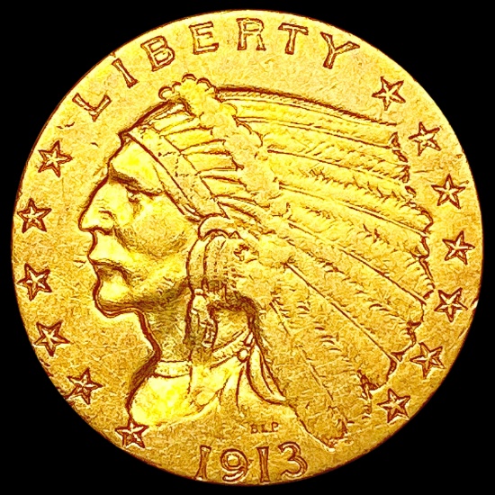 1913 $2.50 Gold Quarter Eagle NEARLY UNCIRCULATED