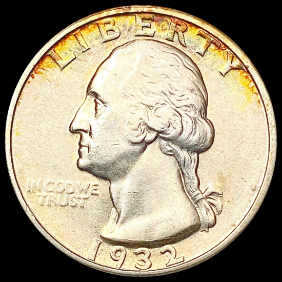 1932-S Toned Washington Silver Quarter CHOICE AU