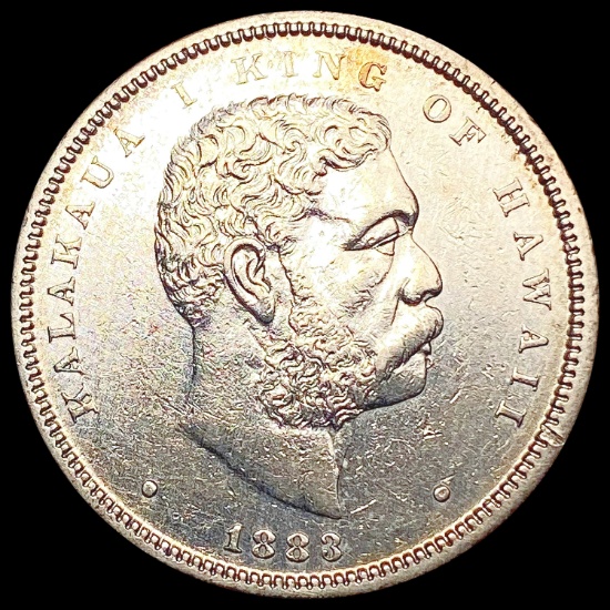 1883 Kingdom of Hawaii Half Dollar CLOSELY UNCIRCU