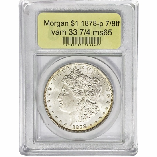 1878 7/8 TF VAM-33 Morgan Silver Dollar USCG MS65