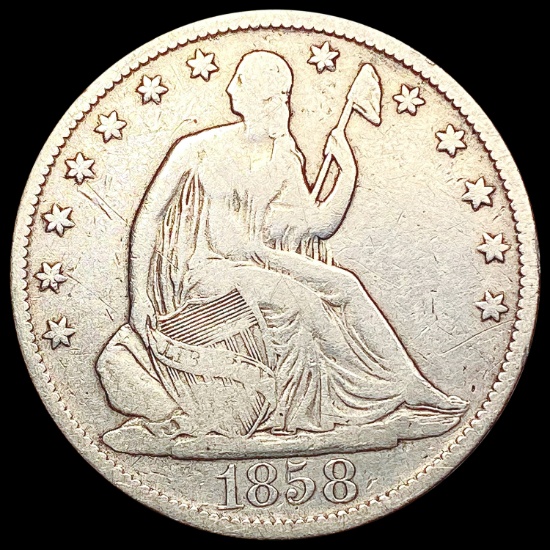 1858-O Seated Liberty Half Dollar LIGHTLY CIRCULAT