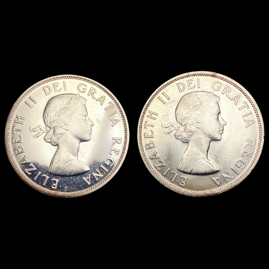 [2] Canada Silver Dollars [1958, 1963] CHOICE BU