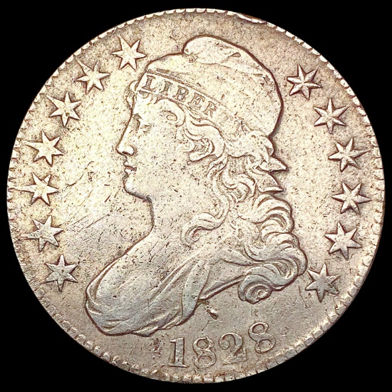1828 Sq Base 2 Capped Bust Half Dollar NEARLY UNCI