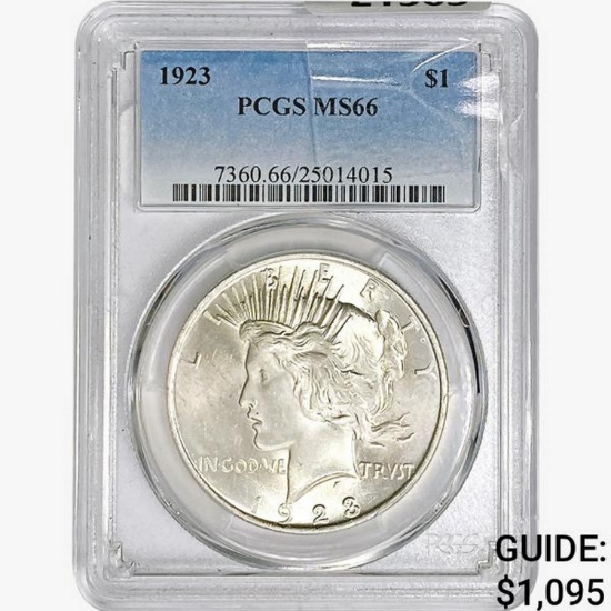 1923 Silver Peace Dollar PCGS MS66