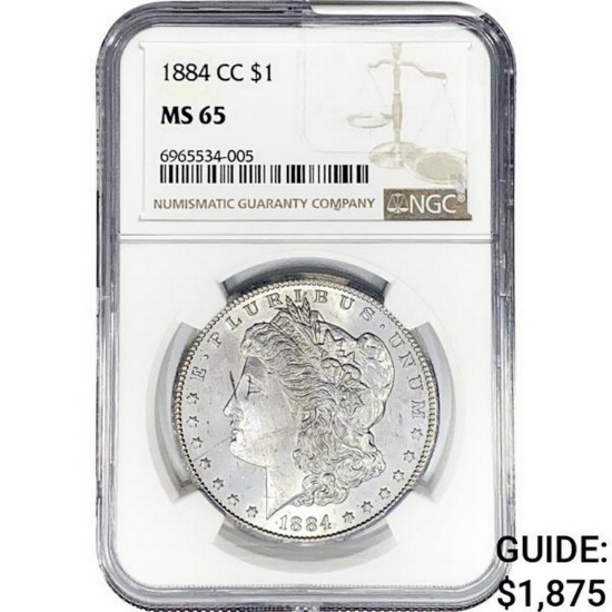 1884-CC Morgan Silver Dollar NGC MS65
