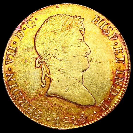 1814 Spain .7615oz Gold 8 Escudos LIGHTLY CIRCULAT