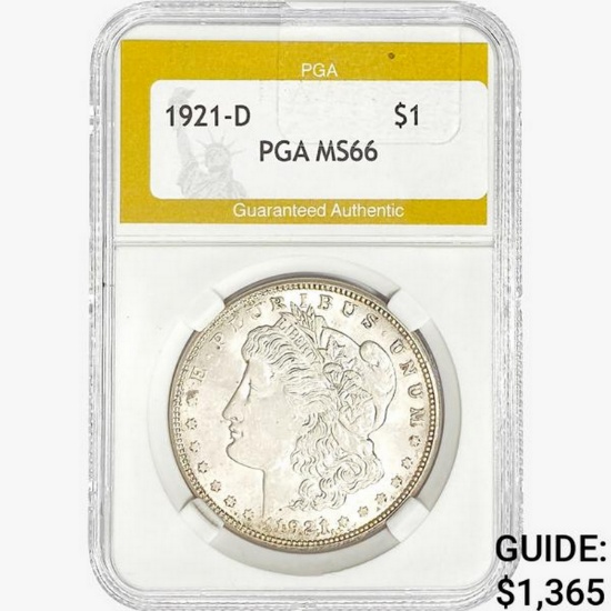 1921-D Morgan Silver Dollar PGA MS66