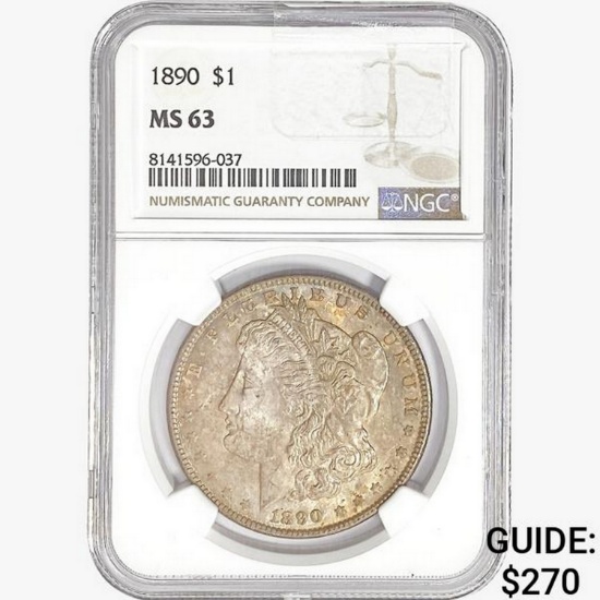 1890 Morgan Silver Dollar NGC MS63