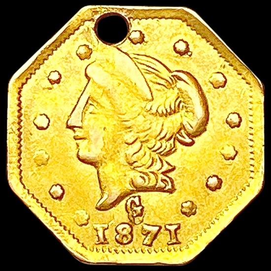 1871 Octagonal California Gold Half Dollar CLOSELY