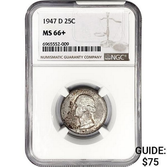 1947-D Washington Silver Quarter NGC MS66+