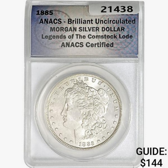 1885 Morgan Silver Dollar ANACS BU Legends Comstoc