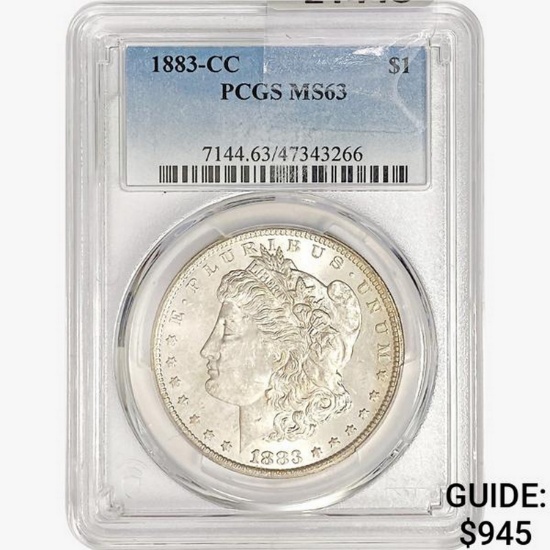 1883-CC Morgan Silver Dollar PCGS MS63
