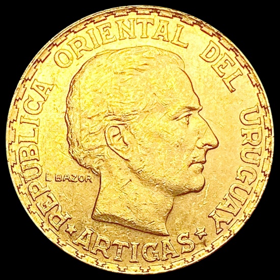 1930 Uruguay .2502oz Gold 5 Pesos UNCIRCULATED
