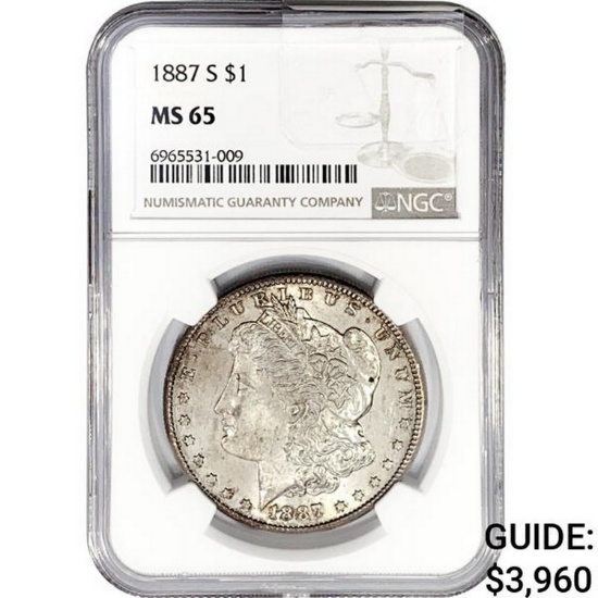 1887-S Morgan Silver Dollar NGC MS65