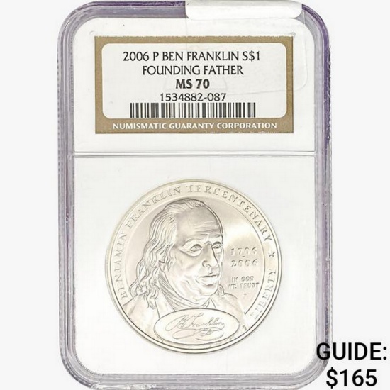 2006-P Ben Franklin Silver Dollar NGC MS70