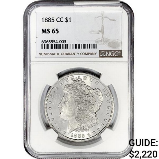 1885-CC Morgan Silver Dollar NGC MS65