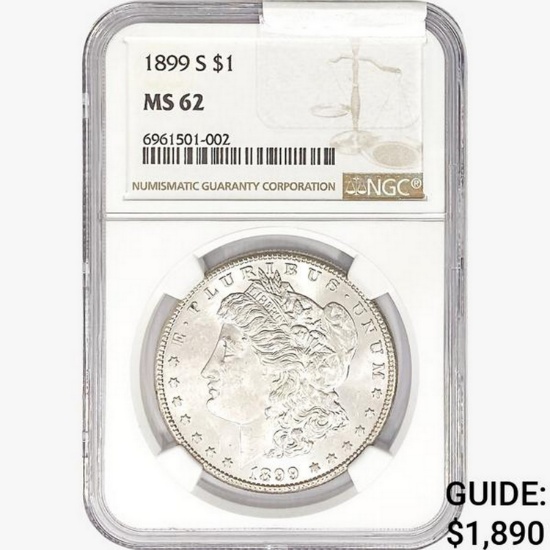 1899-S Morgan Silver Dollar NGC MS62