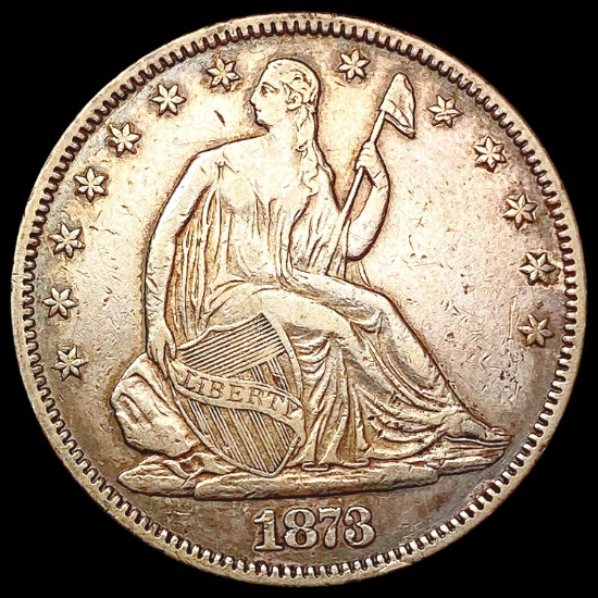 1873 Clsd 3 Seated Liberty Half Dollar NEARLY UNCI