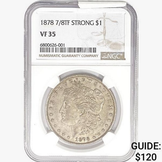 1878 7/8TF Morgan Silver Dollar NGC VF35 Strong