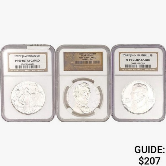 2005-2009 [3] US Varied Silver Dollars NGC PF69 UC