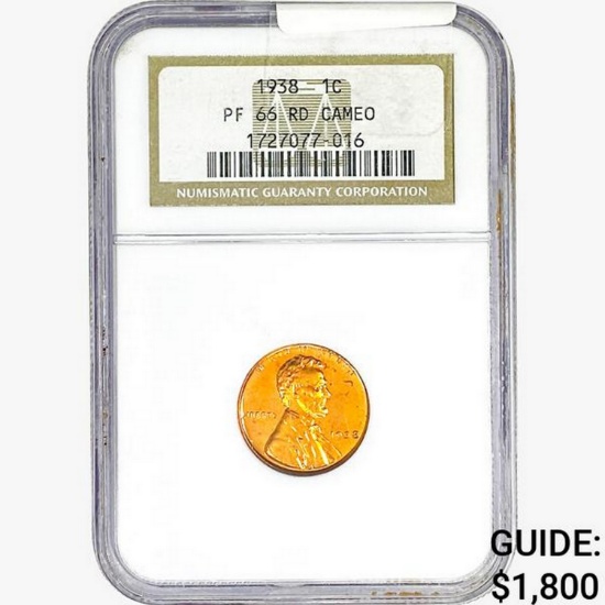 1938 Wheat Cent NGC PF66 RD Cameo