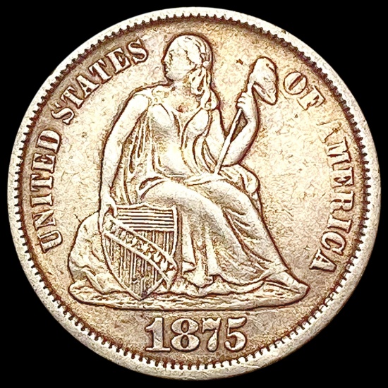 1875-CC Seated Liberty Dime NEARLY UNCIRCULATED