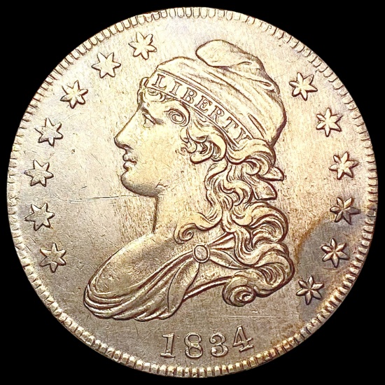 1834 Sm Date & Ltrs Capped Bust Half Dollar CLOSEL