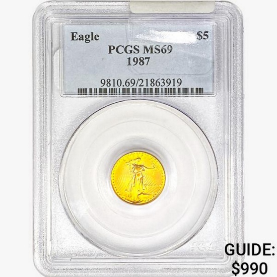 1987 $5 1/10oz. Gold Eagle PCGS MS69