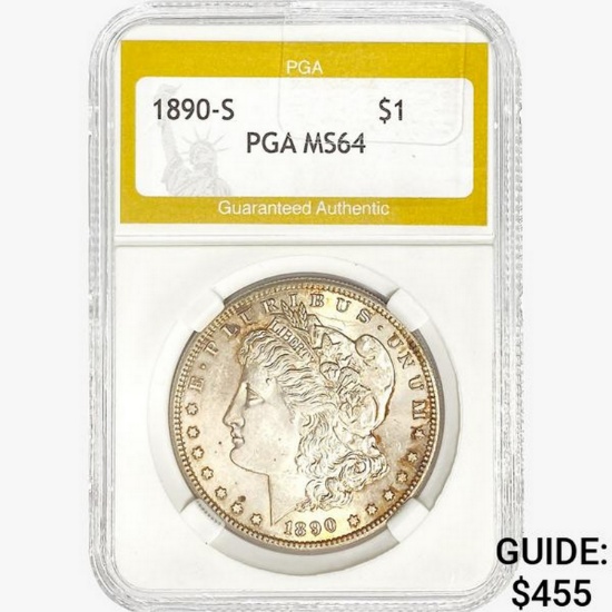 1890-S Morgan Silver Dollar PGA MS64
