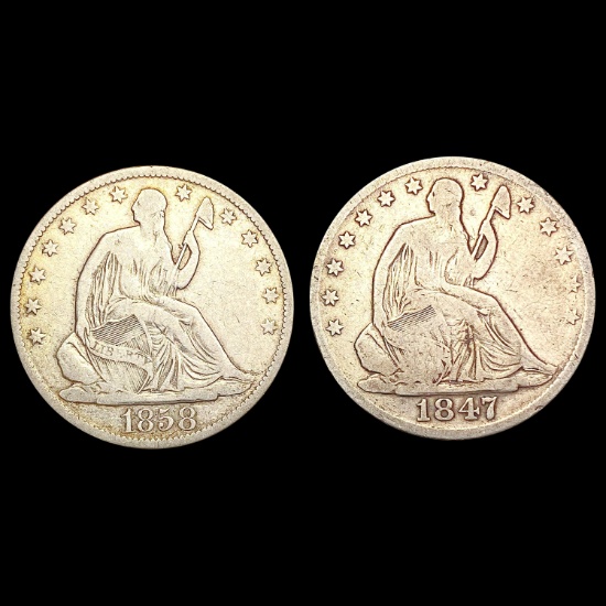[2] Seated Liberty Half Dollars [1847-O, 1858-O LI